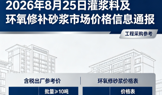 浈江2026年8月25日灌浆料及环氧修补砂浆市场价格信息通报